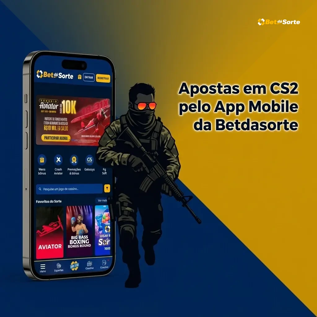Apostas em CS2 pelo app mobile da Betdasorte no Android e iOS com acesso rápido aos mercados de eSports