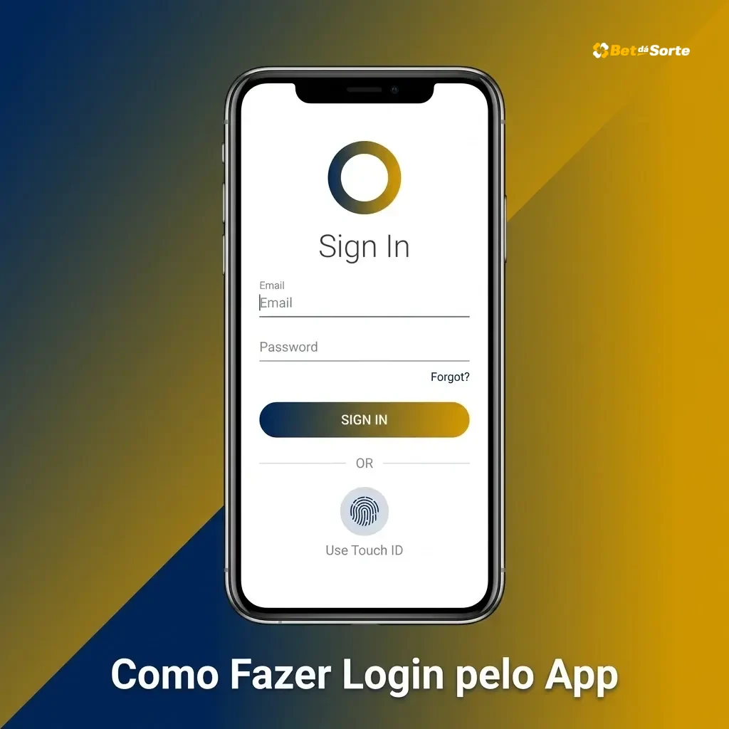 Passo a passo para fazer login no app Betdasorte com e-mail, senha, Face ID ou Touch ID