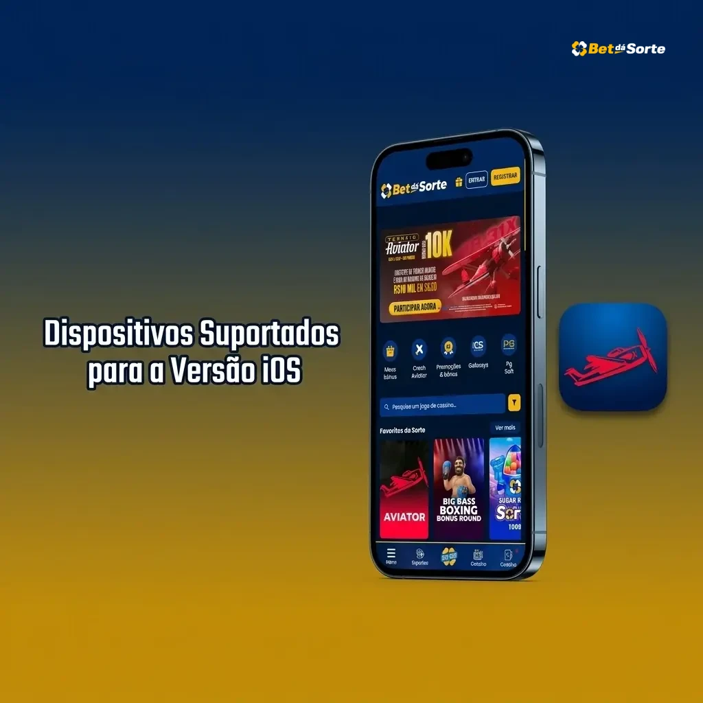 Dispositivos Apple compatíveis com app Betdasorte iOS: iPhone SE, 11, 12, 13, 14, 15 e iPad Air e Pro