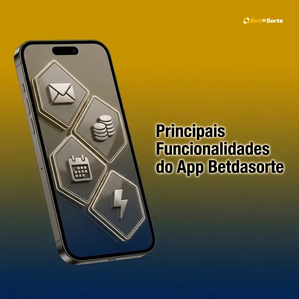 Funcionalidades do app Betdasorte: apostas esportivas, cassino ao vivo, Pix e bônus exclusivos no Brasil