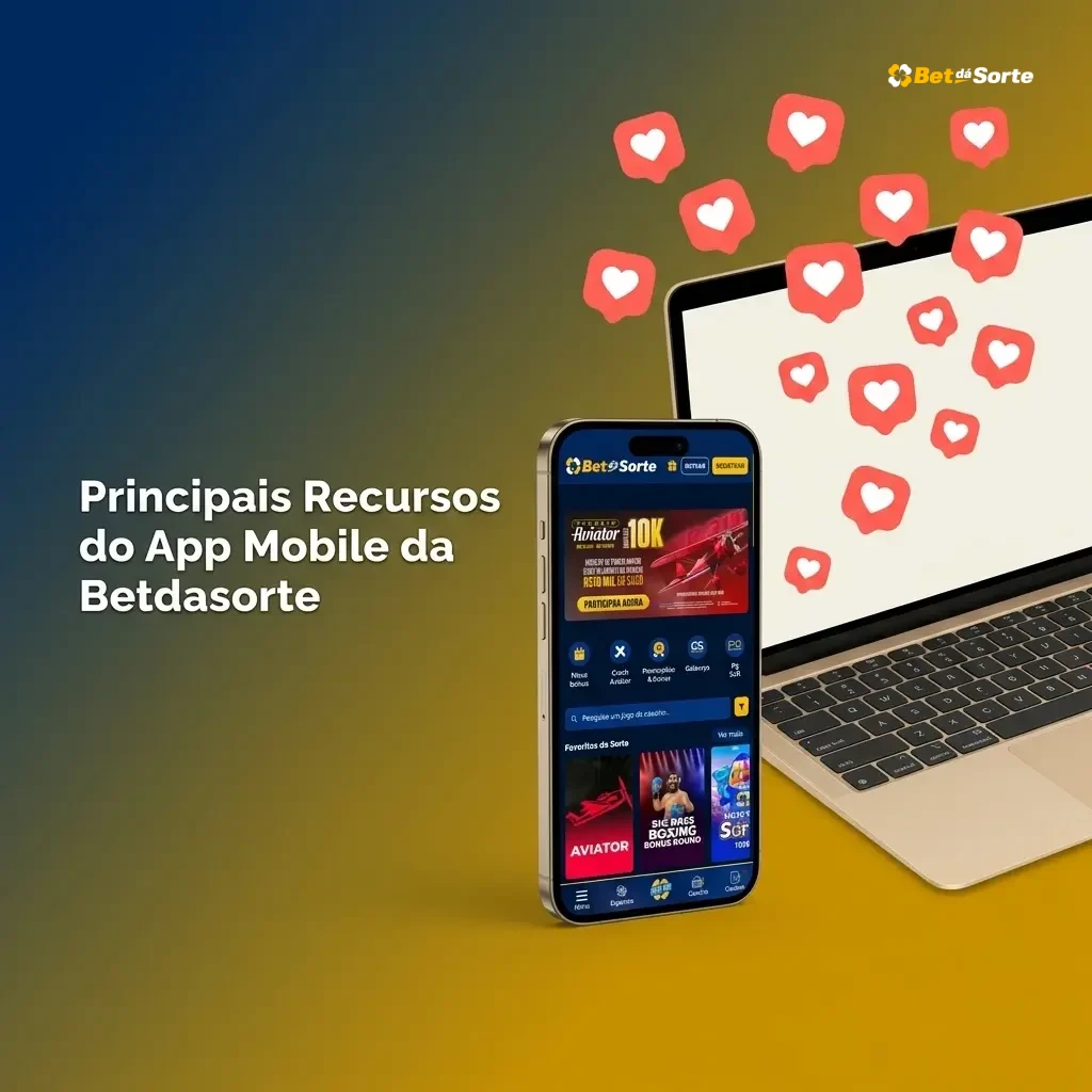 Recursos do app mobile Betdasorte: Pix, apostas ao vivo, cassino, promoções e suporte 24/7 para jogadores brasileiros.